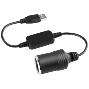 cavo conversione 12V auto a USB A maschio nero resistente ricarica universale
