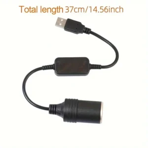 cavo conversione 12V auto a USB A maschio nero resistente ricarica universale