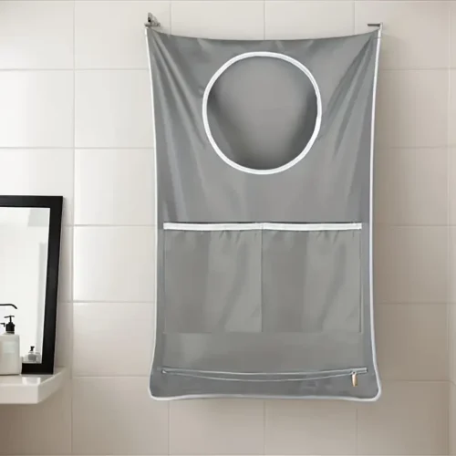 sacco bucato sospeso camper roulotte 2 tasche 2 ganci organizzatore multiuso