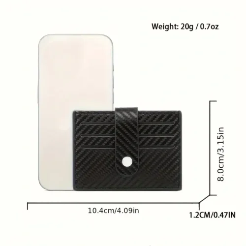 Portafoglio pelle sintetica NERO fibra carbonio business chiusura fibbia unisex