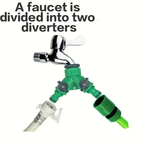 Rubinetto giardino 2 vie Y-adapter connessione rapida plastica resistente