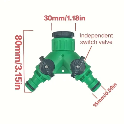 Rubinetto giardino 2 vie Y-adapter connessione rapida plastica resistente