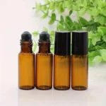 5pz bottiglie vetro ambrato rullo metallo campioni oli essenziali 5ml