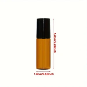 5pz bottiglie vetro ambrato rullo metallo campioni oli essenziali 5ml