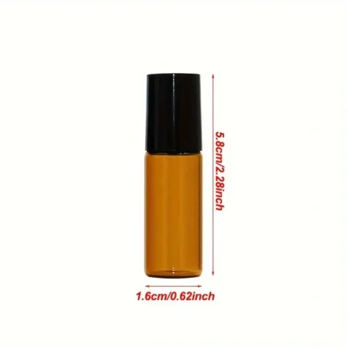5pz bottiglie vetro ambrato rullo metallo campioni oli essenziali 5ml