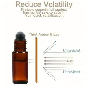 5pz bottiglie vetro ambrato rullo metallo campioni oli essenziali 5ml