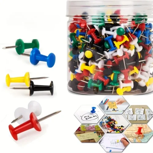 465-0.webp 50pz puntine colorate plastica acciaio bacheca superfici sughero scrivania