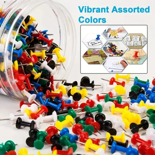 50pz puntine colorate plastica acciaio bacheca superfici sughero scrivania