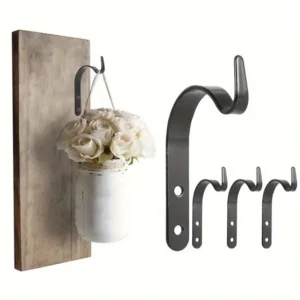 Set 4 ganci singoli ferro nero appendi cestini lanterne pareti