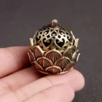 1x mini bruciatore incenso loto metallo traforato aromaterapia interno