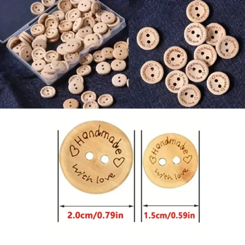100pz bottoni legno cucito artigianato scrapbooking fai da te 20mm