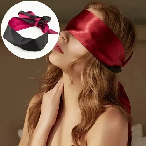 1x satin blindfold sonno morbido seta rosso nero privazione sensoriale