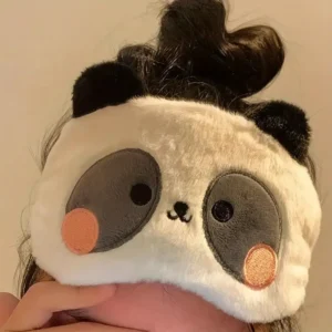 Maschera sonno panda peluche morbido unisex regolabile sollievo insonnia