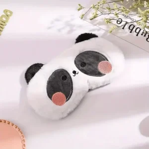 Maschera sonno panda peluche morbido unisex regolabile sollievo insonnia