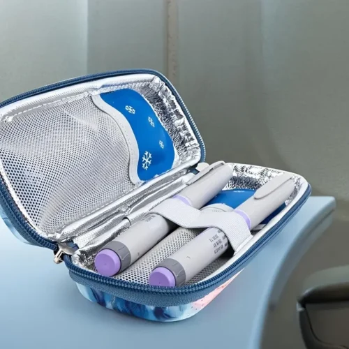 Borsa termica riutilizzabile blu navy insulina campeggio trekking viaggi