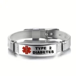 Bracciale diabete tipo 2 acciaio inox uomo rosso emergenza allarme