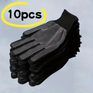 10pz guanti nylon nero puntinati ciclismo campeggio pesca resistenti