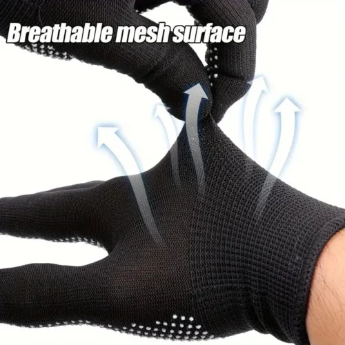 10pz guanti nylon nero puntinati ciclismo campeggio pesca resistenti
