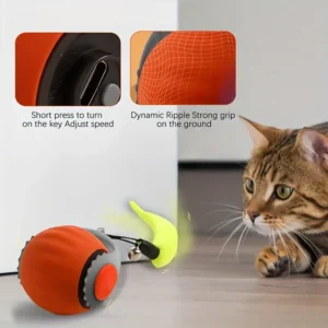 1x giocattolo interattivo gatto arancione elettrico corda coda ricaricabile