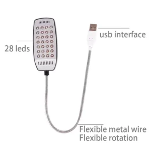 Luce notturna nera USB 28LED super luminosa portatile lettura computer