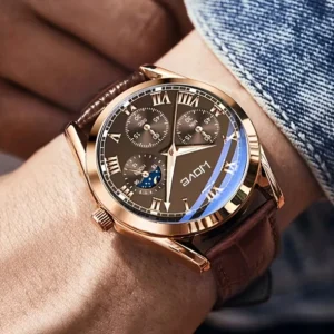 1x orologio polso uomo elettronico quadrato pelle sintetica casual business