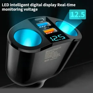 NNJIATUU doppia carica auto USB Type-C display digitale QC3.0 LED rapido