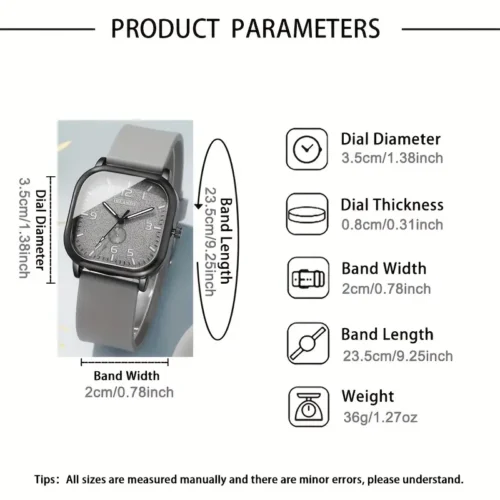 Orologio quarzo grigio donna quadrato chic digitale silicone regalo amiche mamma