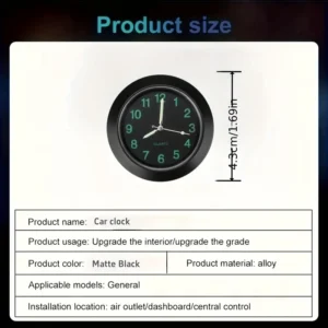 Orologio auto argento mini quarzo luminoso cruscotto elegante precisi veicoli