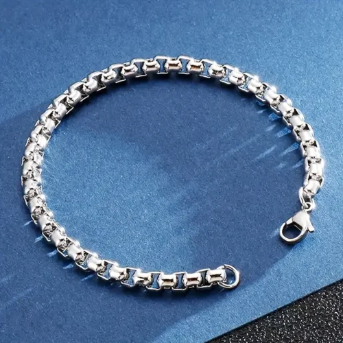 Bracciale acciaio inox minimalista 19cm perla quadrata elegante regalo festa