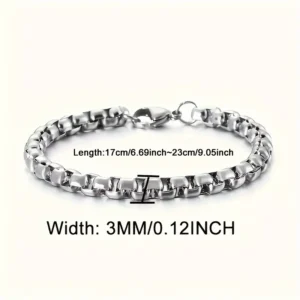Bracciale acciaio inox minimalista 19cm perla quadrata elegante regalo festa