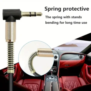 Cavo audio 3.5mm maschio-maschio stereo avvolto angolo retto auto mp3 nero