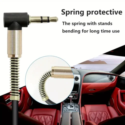 Cavo audio 3.5mm maschio-maschio stereo avvolto angolo retto auto mp3 nero