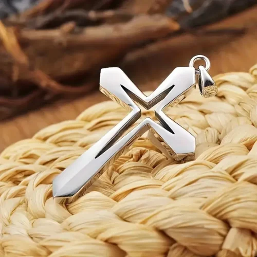 Collana croce acciaio inox elegante minimal resistente uomo donna regalo