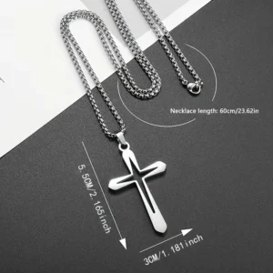 Collana croce acciaio inox elegante minimal resistente uomo donna regalo