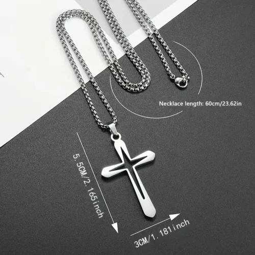 Collana croce acciaio inox elegante minimal resistente uomo donna regalo
