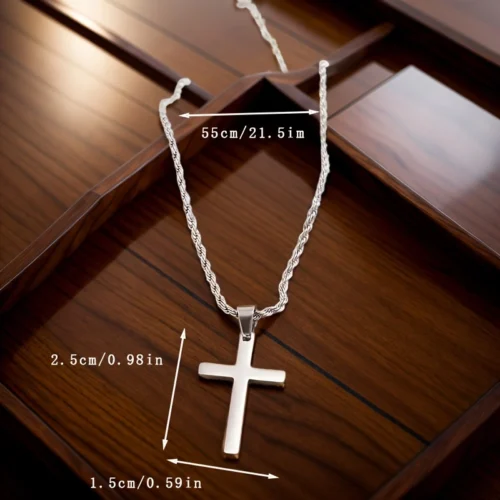 1x collana croce uomo acciaio inox minimal street hip-hop catena robusta