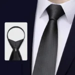 Cravatta uomo nera opaca 6cm zip formale business senza nodo professionale