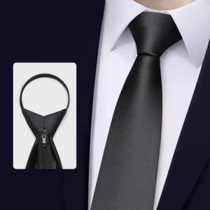 Cravatta uomo nera opaca 6cm zip formale business senza nodo professionale