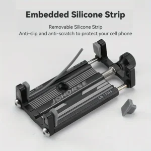 1x supporto telefono bici JOHORSE alluminio nero regolabile antiurto