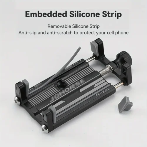 1x supporto telefono bici JOHORSE alluminio nero regolabile antiurto