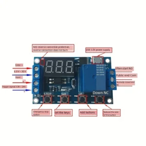 Modulo relè timer programmabile 6-30V DC LED USB ciclico display digitale