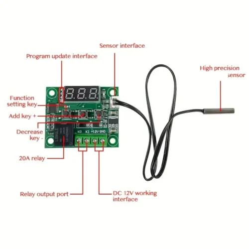 1pz W1209 termostato digitale 12V -50-110°C relè 10A con custodia microchip
