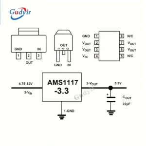 10pz modulo alimentazione step-down DC-DC AMS1117-3.3 buck LDO 800mA