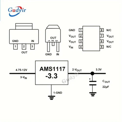 10pz modulo alimentazione step-down DC-DC AMS1117-3.3 buck LDO 800mA