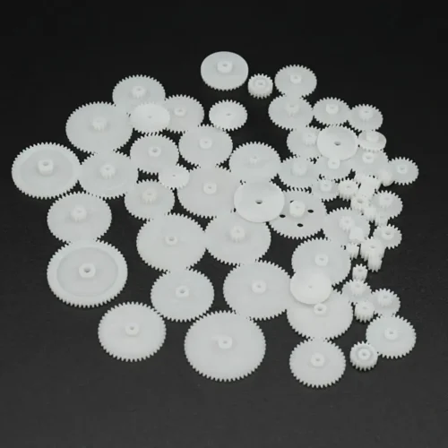 Set ingranaggi plastica 58pz robotica modellismo fai-da-te bianco accessori