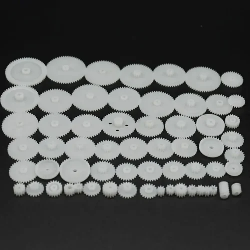 Set ingranaggi plastica 58pz robotica modellismo fai-da-te bianco accessori