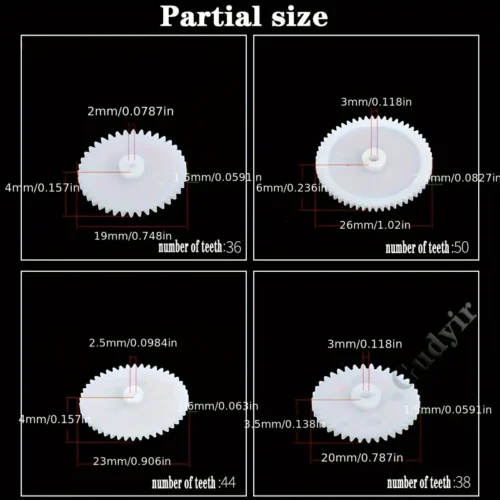 Set ingranaggi plastica 58pz robotica modellismo fai-da-te bianco accessori
