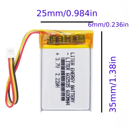 Batteria Litio Polimero 602535 3.7V 600mAh DVR GPS LED smartwatch auricolari