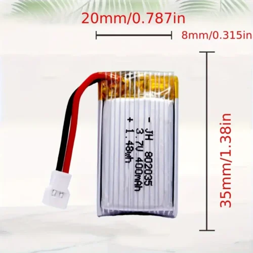 ENERGYBATTERY 802035 3.7V 400mAh batteria litio 25C polimero altoparlante
