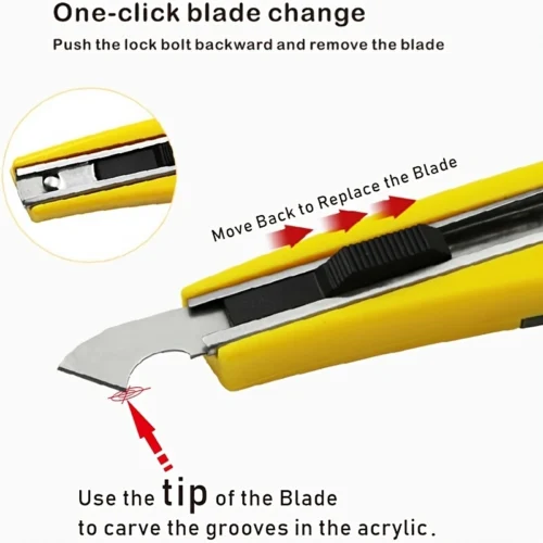 Set coltelli taglio fogli 3 lame acrilico PVC plexiglass plastica fai da te